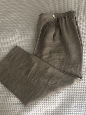 Classique Entier (Nordstrom) Wide Leg Linen Pants Size 6 Color Khaki